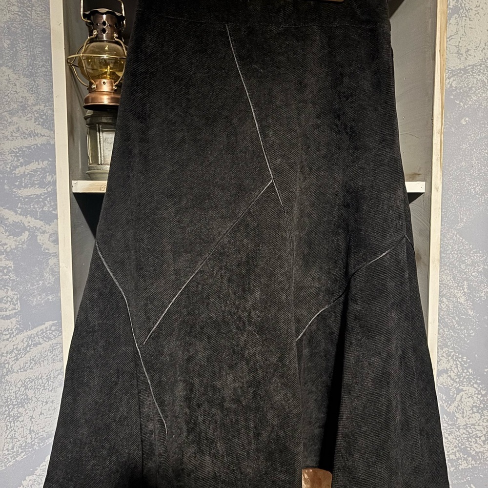 Simon Chang Vintage Black A-Line Skirt size 6 designer denim look🛍bundle sale🛍 - Picture 3 of 11